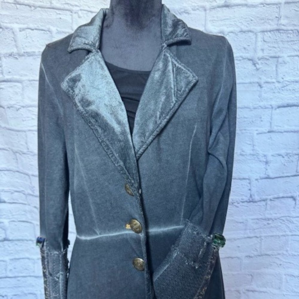 Aratta Heart of Autumn Womens Coat Embelished Back Size M Charcoal Grey Gold Ter